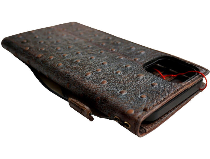 Genuine Leather Galaxy Wallet Case: Vintage Polished Blue Cover
