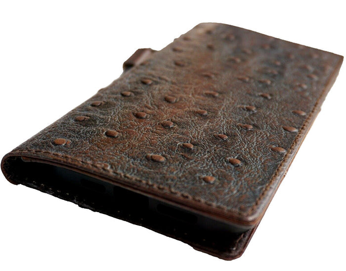 Genuine Leather Galaxy Wallet Case: Vintage Polished Blue Cover