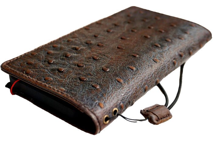 Genuine Leather Galaxy Wallet Case: Vintage Polished Blue Cover