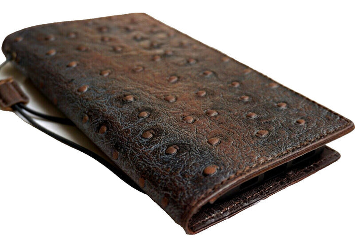 Genuine Leather Galaxy Wallet Case: Vintage Polished Blue Cover