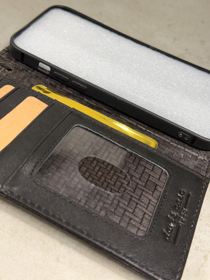 Genuine Leather Wallet Case For Galaxy S21-S26 Ultra, Card Slots (Book Design)