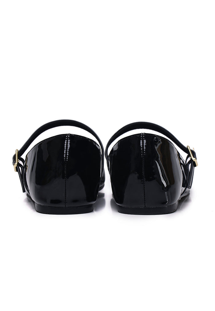 Gina Round Toe Mary Jane Ballerina & Flats (Black)