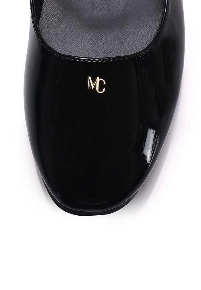 Gina Round Toe Mary Jane Ballerina & Flats (Black)