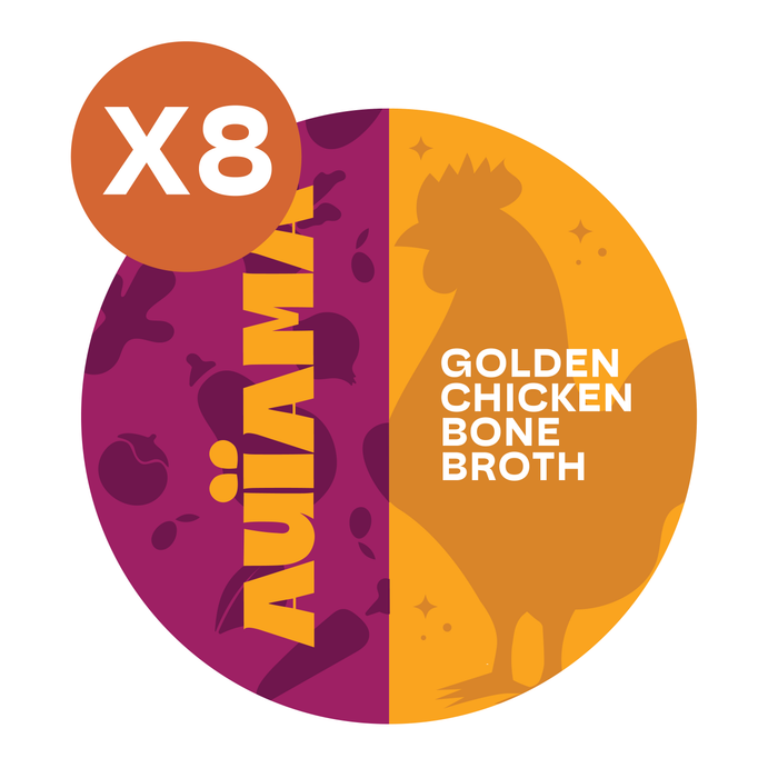 Auïama Golden Chicken Bone Broth Bundle — 8 pouches of organic pasture-raised chicken bone broth