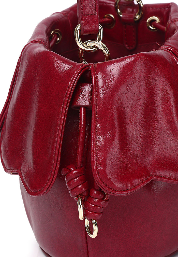 Hana Blossom Bucket Bag (Maroon)