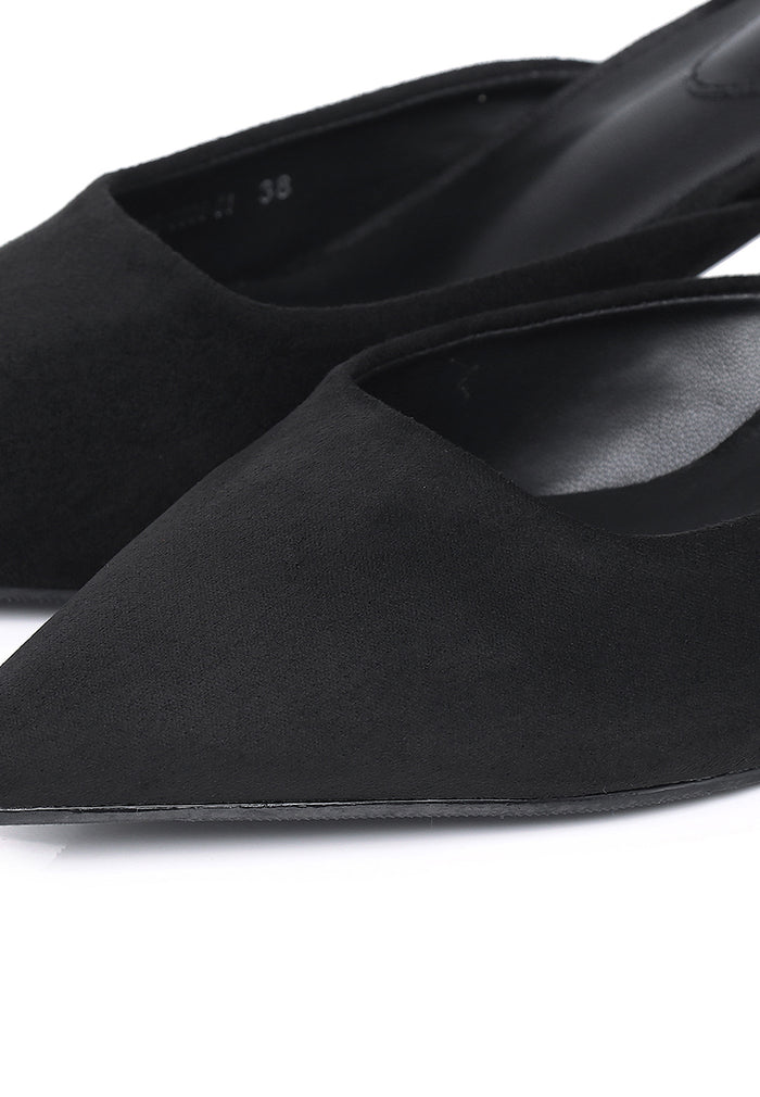 Hana Suede Pumps Heels (Black)
