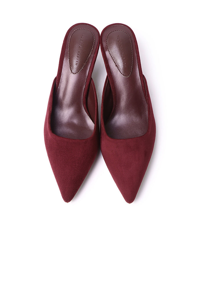 Hana Suede Pumps Heels (Maroon)