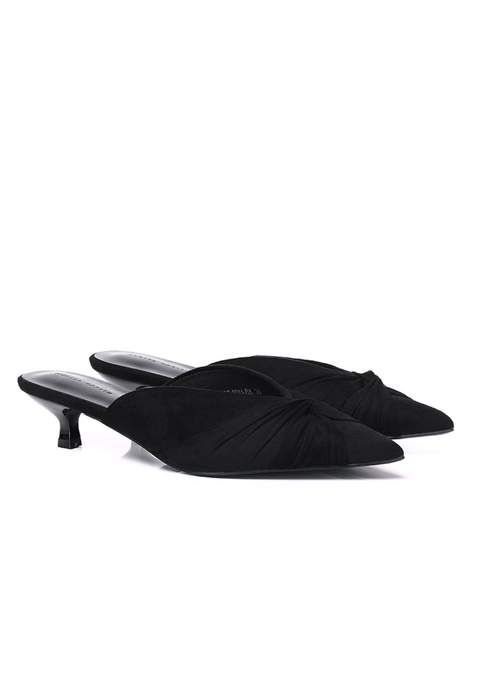 Hanara Pleated Slip-On Mules (Black)