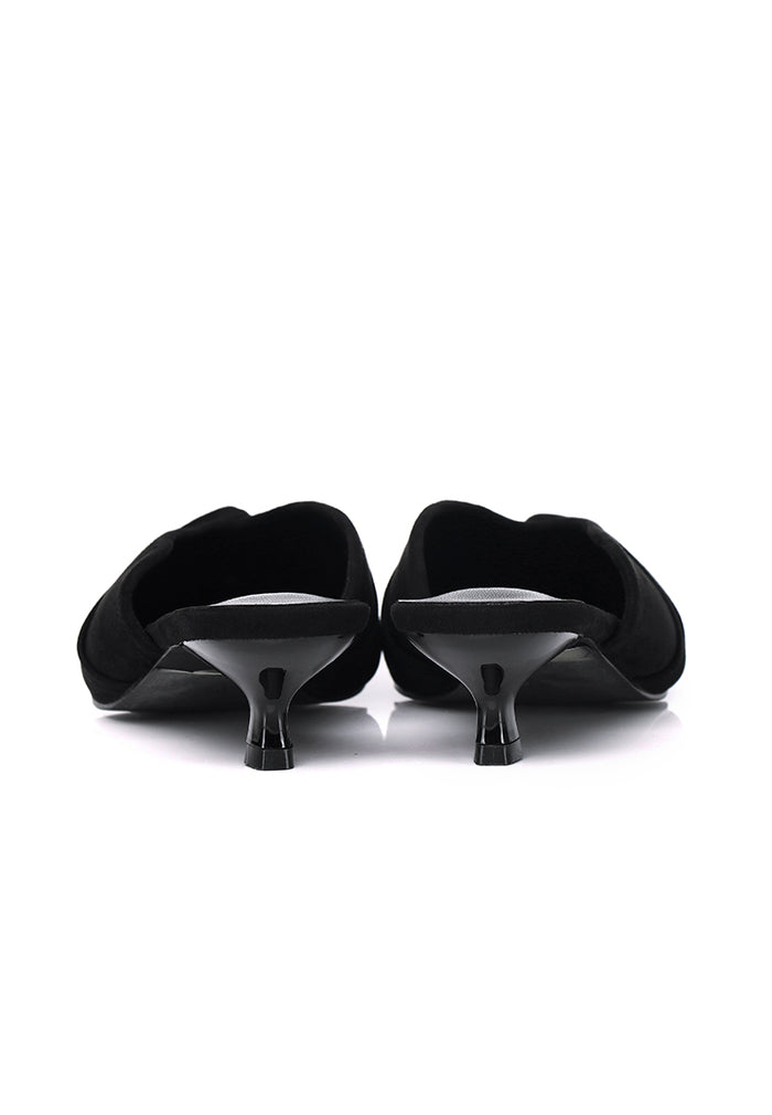 Hanara Pleated Slip-On Mules (Black)