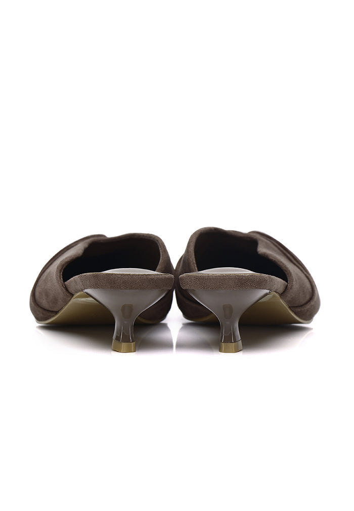 Hanara Pleated Slip-On Mules (Taupe)