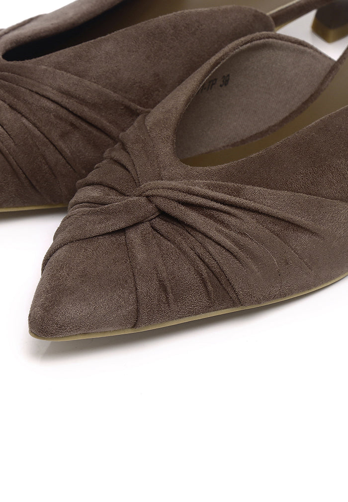 Hanara Pleated Slip-On Mules (Taupe)