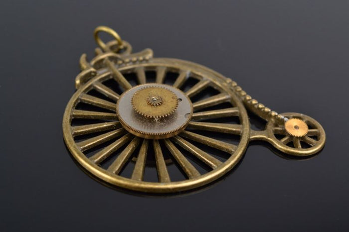 Handmade designer large metal neck pendant in steampunk style for women