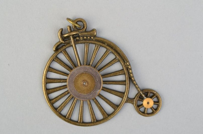 Handmade designer large metal neck pendant in steampunk style for women