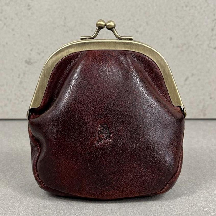 Handmade Leather Coin Purse, Genuine Leather Change Wallet, Kiss Lock Pouch