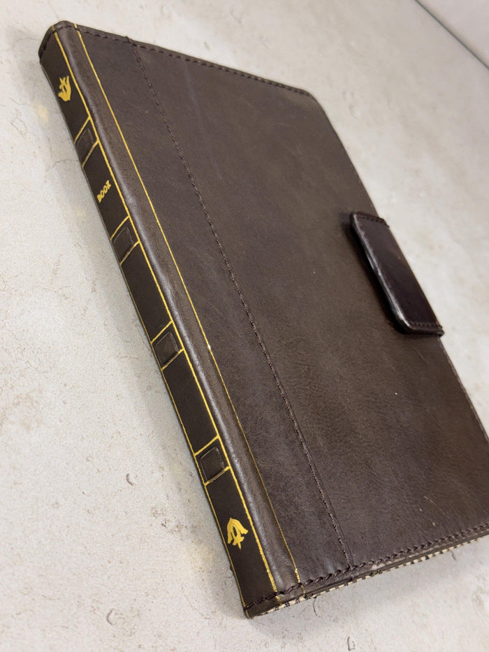 Handmade Leather iPad Cover, Book Style Case with Pen Holder