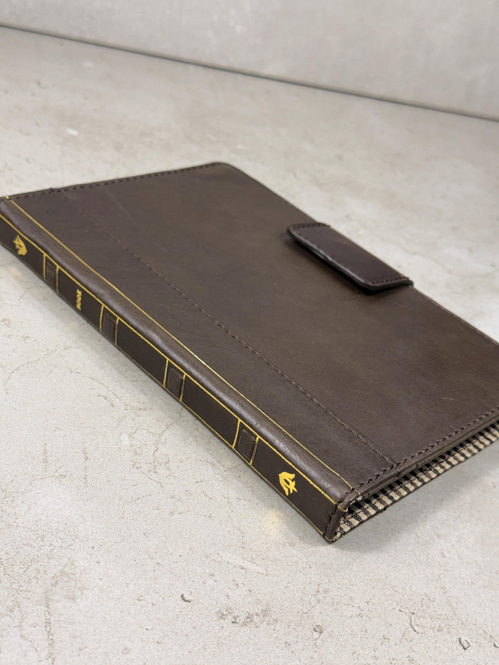 Handmade Leather iPad Cover, Book Style Case with Pen Holder