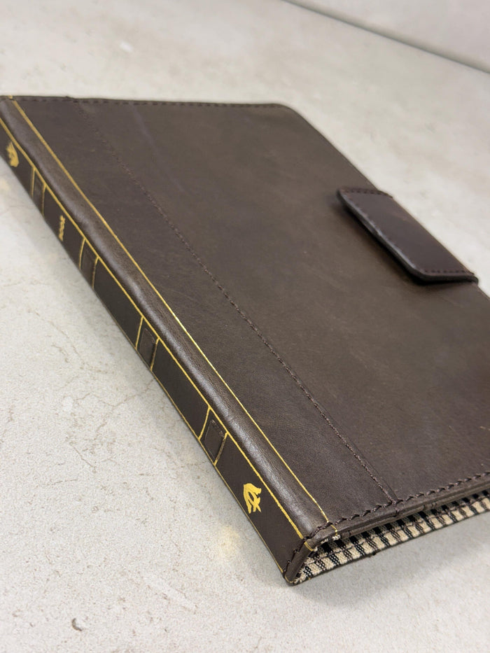 Handmade Leather iPad Cover, Book Style Case with Pen Holder