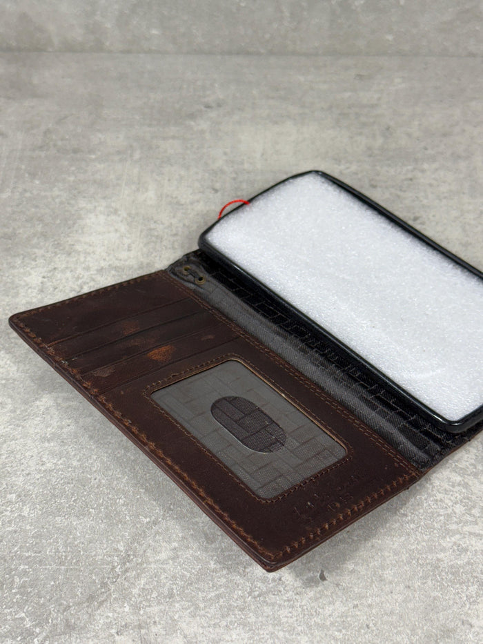 Handmade Leather Wallet Case: Floral Book Design for Galaxy S21/S22/S23/S24/S25