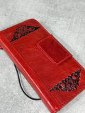 Handmade Leather Wallet Case for Galaxy: Book Design, Card Slots