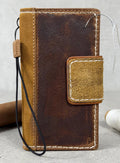Handmade Leather Wallet Case for Galaxy: Book Design, Card Slots