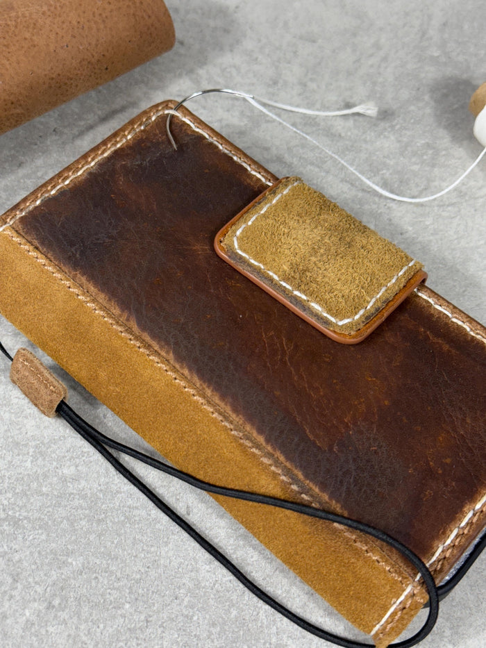 Handmade Leather Wallet Case for Galaxy: Book Design, Card Slots