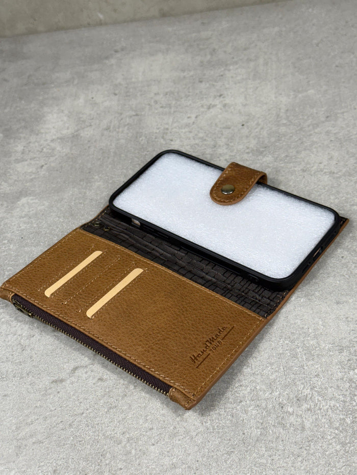 Handmade Leather Wallet Case for Galaxy: Book Design, Card Slots