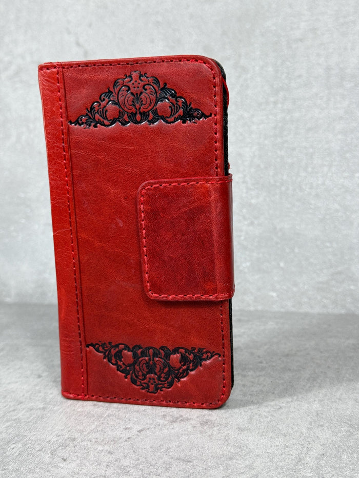 Handmade Leather Wallet Case for Galaxy: Book Design, Card Slots