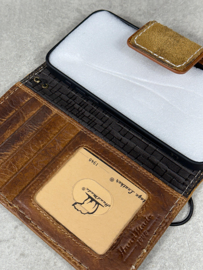 Handmade Leather Wallet Case for Galaxy: Book Design, Card Slots