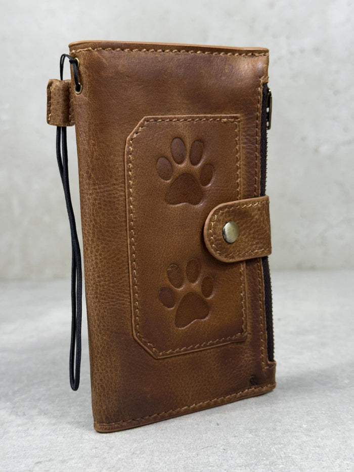 Handmade Leather Wallet Case for Galaxy: Book Design, Card Slots