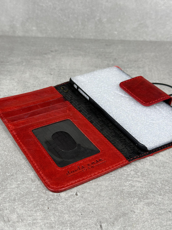 Handmade Leather Wallet Case for Galaxy: Book Design, Card Slots