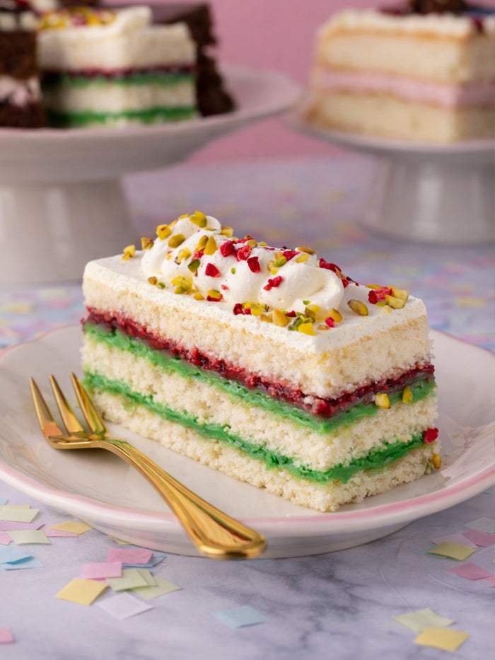 Patisserie Valerie's handmade Happy Birthday Cake Slice Box – 10 Assorted Luxury Cake Slices with Gift Box Sleeve cake delivery