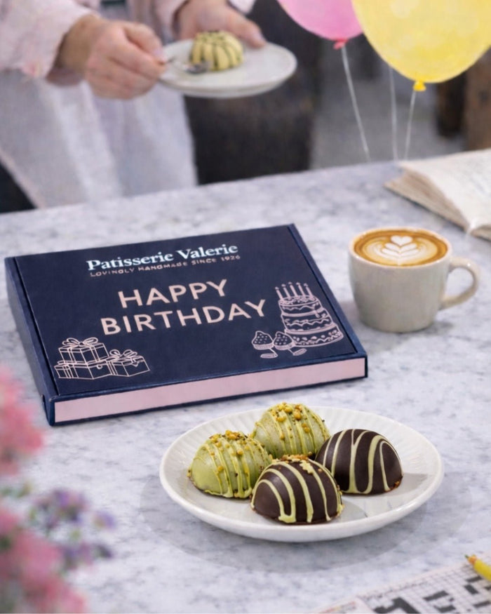Patisserie Valerie's handmade Happy Birthday Dubai-Style Chocolate Bites Gift Box cake delivery
