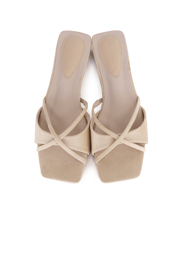 Harleen Crossed Slip Ons Sandals (Nude)