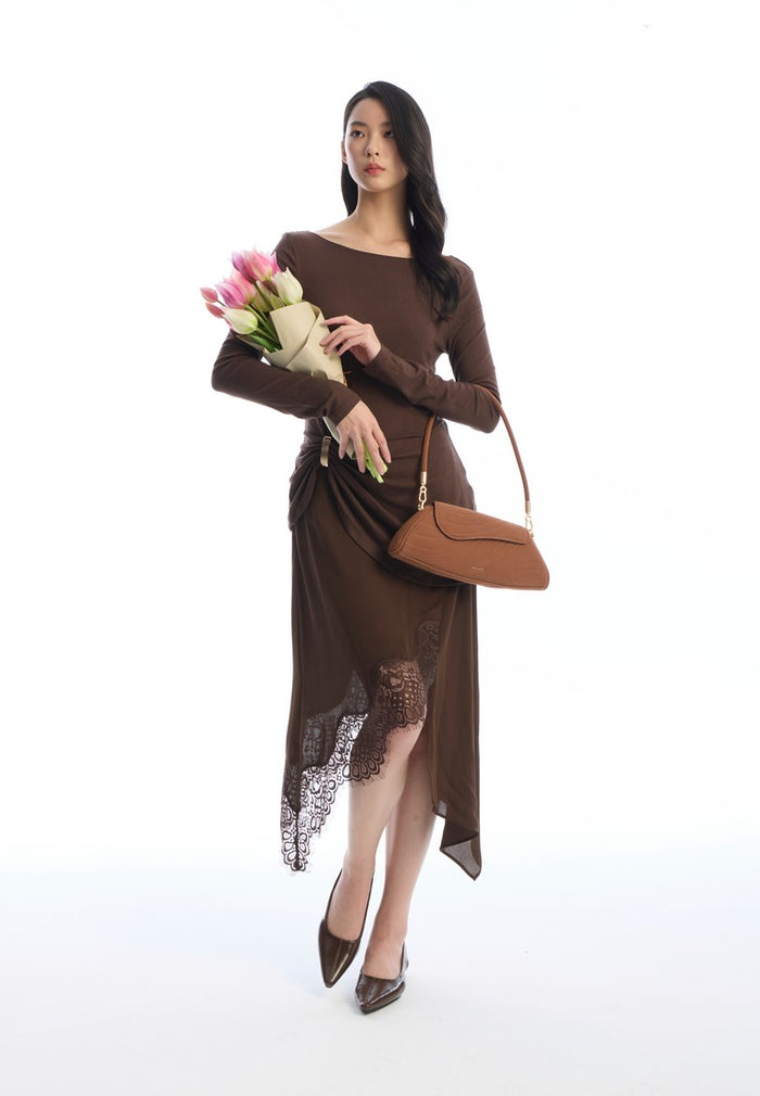 Hattie Flap Shoulder Bag (Brown)