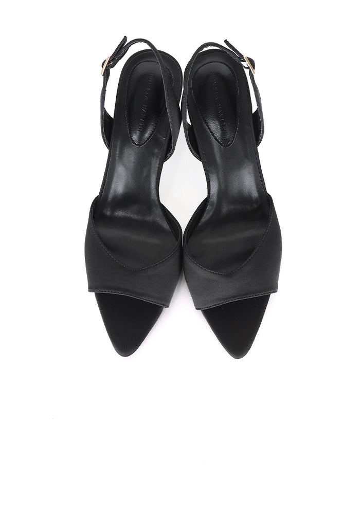 Herlina Pointed Toe Slingback Heels (Black)