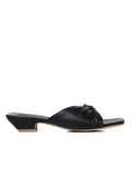 Hilya Pleated Square Toe Heels (Black)