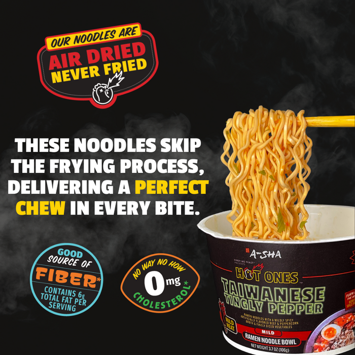 A-Sha x Hot Ones Taiwanese Tingly Pepper Noodles - Bold Taste for Busy Days