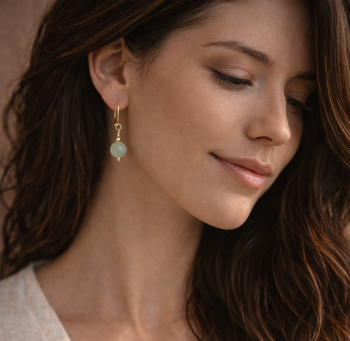 Jade Earrings | Drop Earrings | 14K Gold Filled or sterling silver | 35th Anniversary