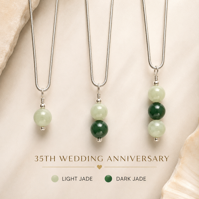 Jade Necklace | Sterling Silver or 14K Gold Filled | 1, 2 or 3 Jade Stones | 35th Anniversary Necklace