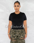 *Janice Black Round Neckline Crop Top