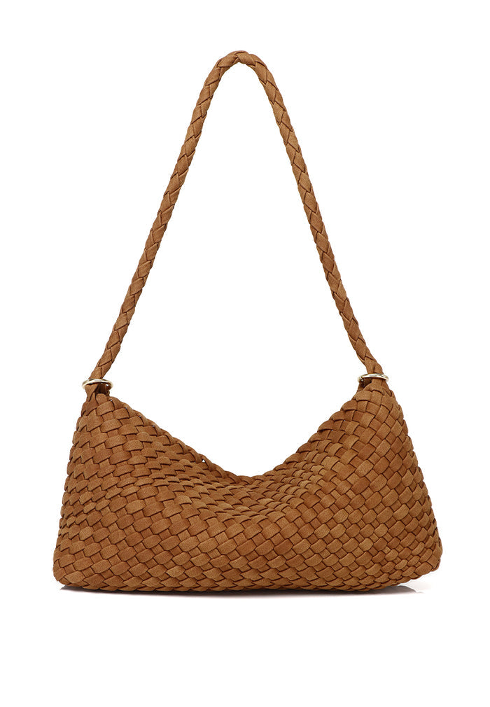 Jenn Matte Woven Shoulder Bag (Brown)