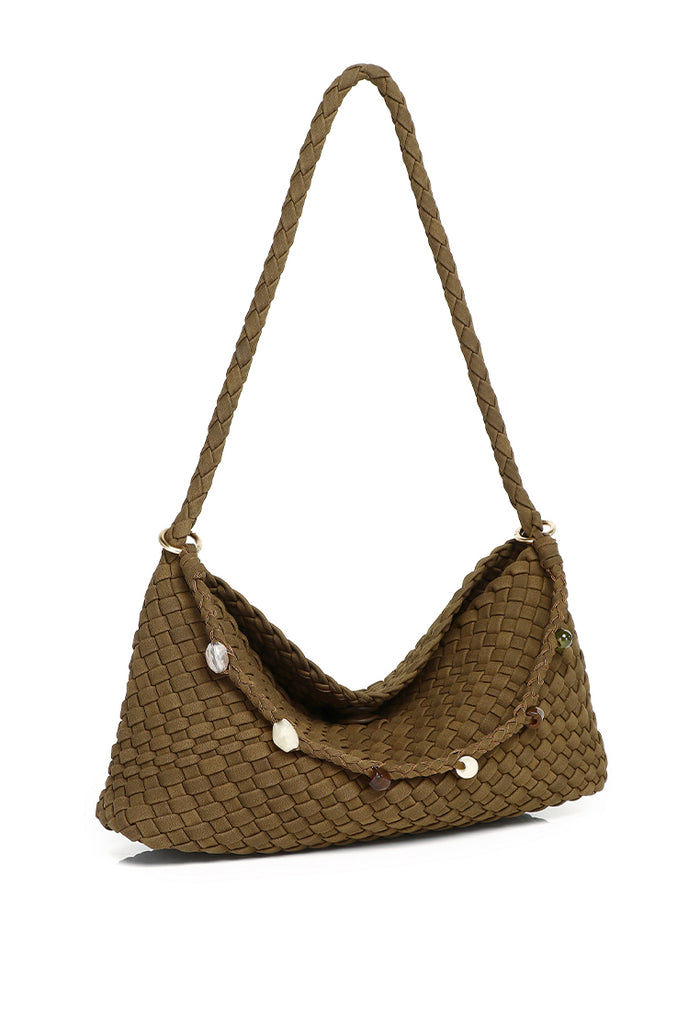 Jenn Matte Woven Shoulder Bag (Coffee)
