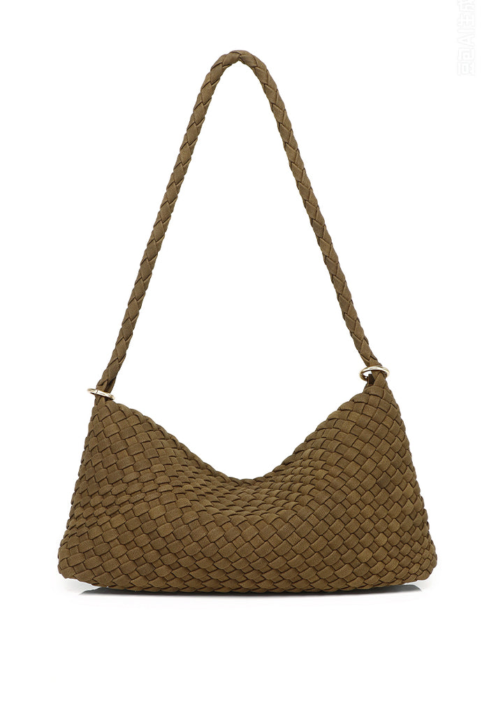 Jenn Matte Woven Shoulder Bag (Coffee)