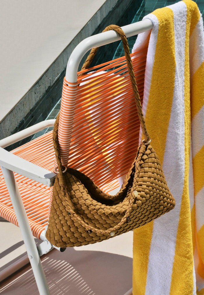 Jenn Matte Woven Shoulder Bag (Khaki)