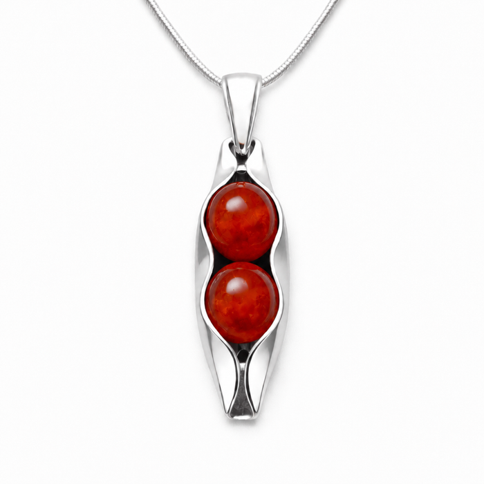 July Birthstone | Carnelian | Two Peas In A Pod Necklace | Personalised Gift