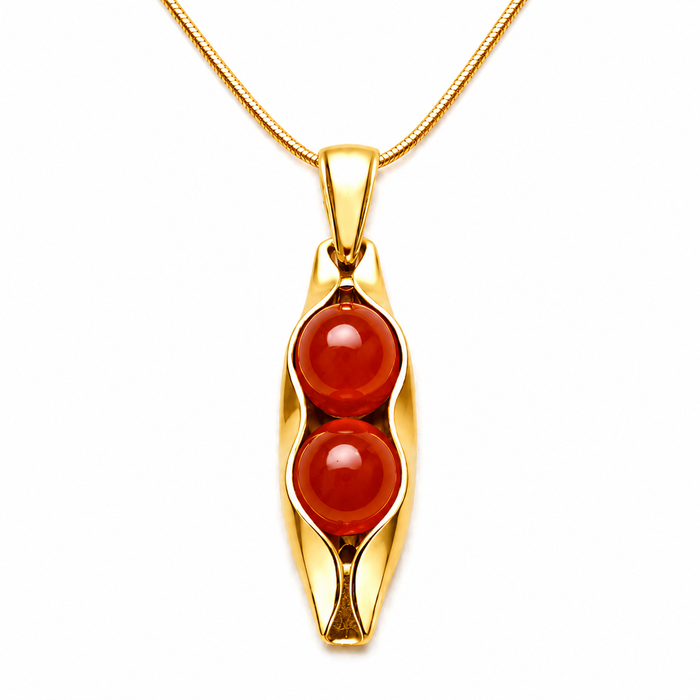 July Birthstone | Carnelian | Two Peas In A Pod Necklace | Personalised Gift