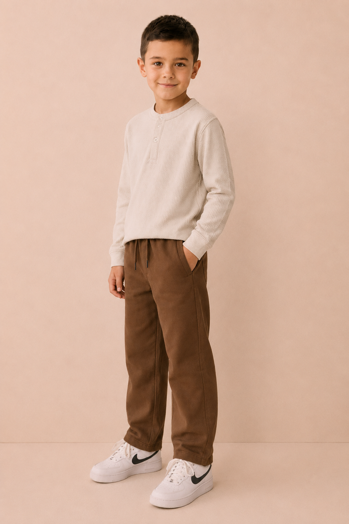 Junior Boys Arona Seersucker Henley Collar Full Sleeve Pre-Winter T-Shirt – Regular Fit