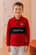 Junior Boys Brick Cotton Pique Polo Collar Full Sleeve Pre-Winter T-Shirt – Regular Fit