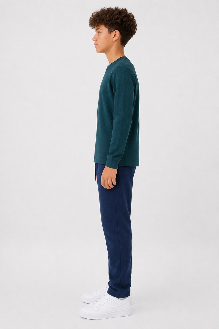 Junior Boys Pacific Seersucker Full Sleeve Pre-Winter T-Shirt – Regular Fit Round Neck