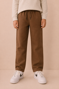 Junior Boys Tan German Velvet Knitted Lower – Regular Fit Drawstring Track Pants